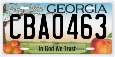 GA license plate CBA0463