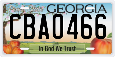 GA license plate CBA0466