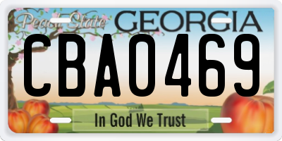 GA license plate CBA0469