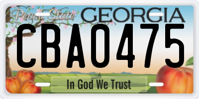 GA license plate CBA0475