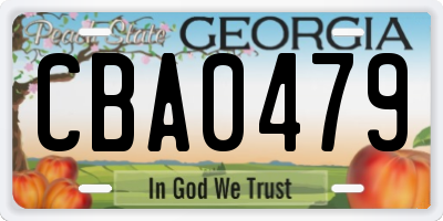 GA license plate CBA0479