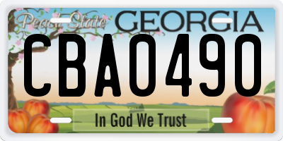 GA license plate CBA0490