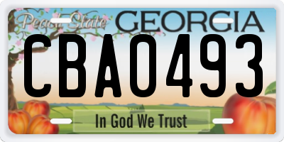 GA license plate CBA0493