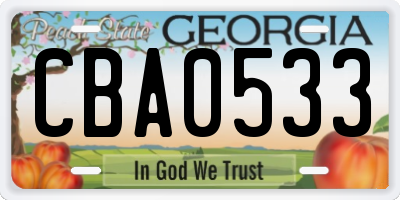 GA license plate CBA0533