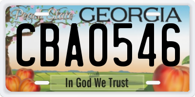 GA license plate CBA0546