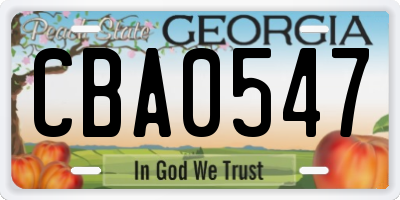 GA license plate CBA0547