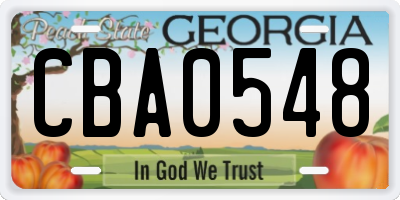 GA license plate CBA0548
