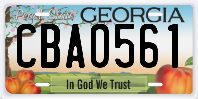 GA license plate CBA0561
