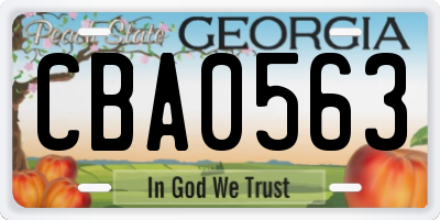 GA license plate CBA0563