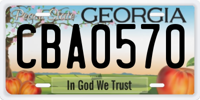 GA license plate CBA0570
