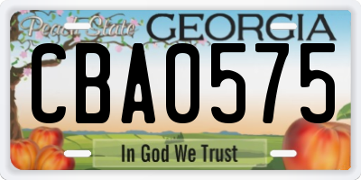 GA license plate CBA0575