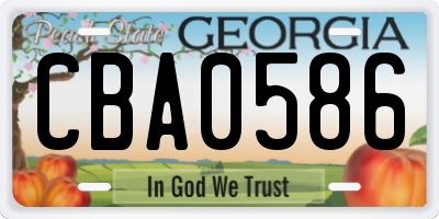 GA license plate CBA0586
