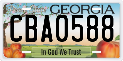 GA license plate CBA0588