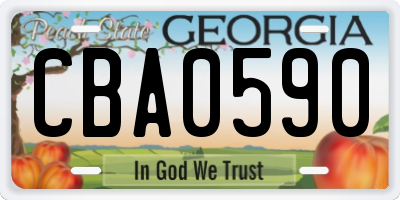 GA license plate CBA0590