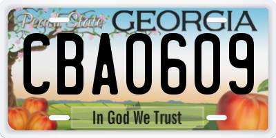GA license plate CBA0609