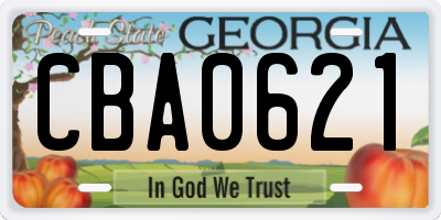 GA license plate CBA0621