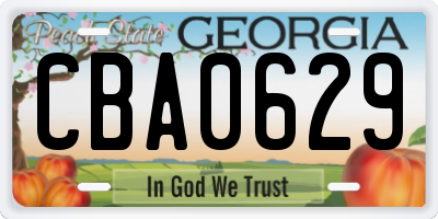 GA license plate CBA0629