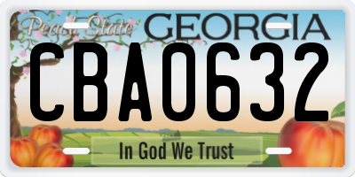 GA license plate CBA0632