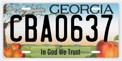 GA license plate CBA0637