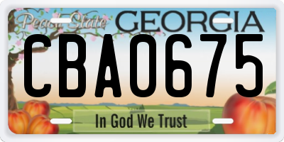 GA license plate CBA0675