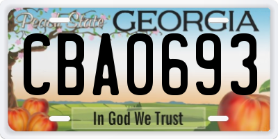 GA license plate CBA0693