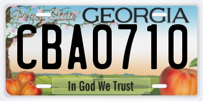 GA license plate CBA0710