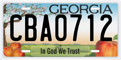 GA license plate CBA0712