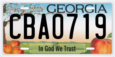 GA license plate CBA0719