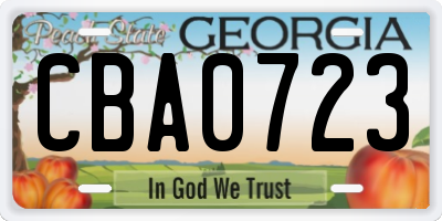 GA license plate CBA0723