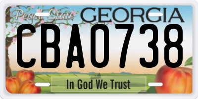 GA license plate CBA0738