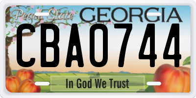 GA license plate CBA0744