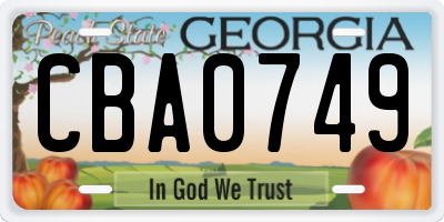 GA license plate CBA0749