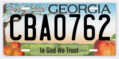 GA license plate CBA0762