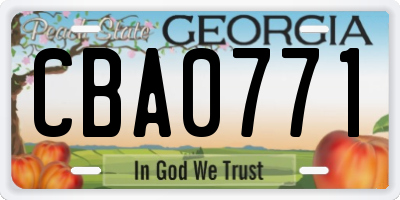 GA license plate CBA0771