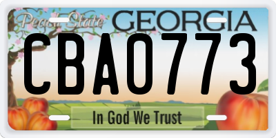 GA license plate CBA0773