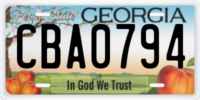 GA license plate CBA0794