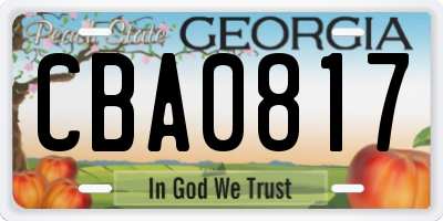 GA license plate CBA0817