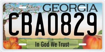 GA license plate CBA0829