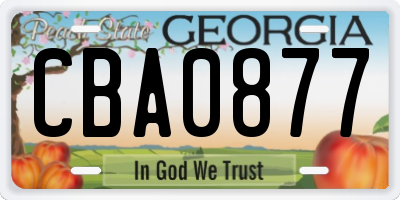 GA license plate CBA0877