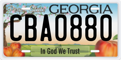 GA license plate CBA0880