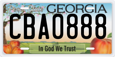 GA license plate CBA0888