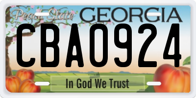 GA license plate CBA0924