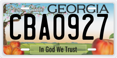GA license plate CBA0927