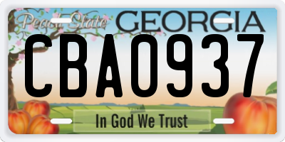 GA license plate CBA0937
