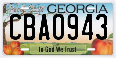 GA license plate CBA0943