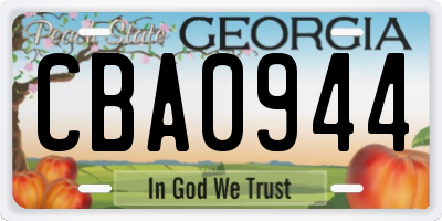GA license plate CBA0944