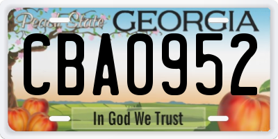 GA license plate CBA0952