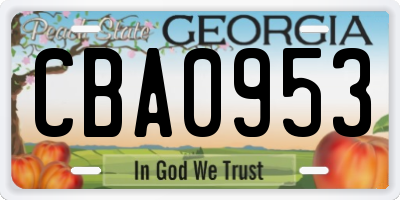 GA license plate CBA0953