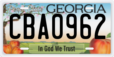 GA license plate CBA0962