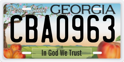 GA license plate CBA0963